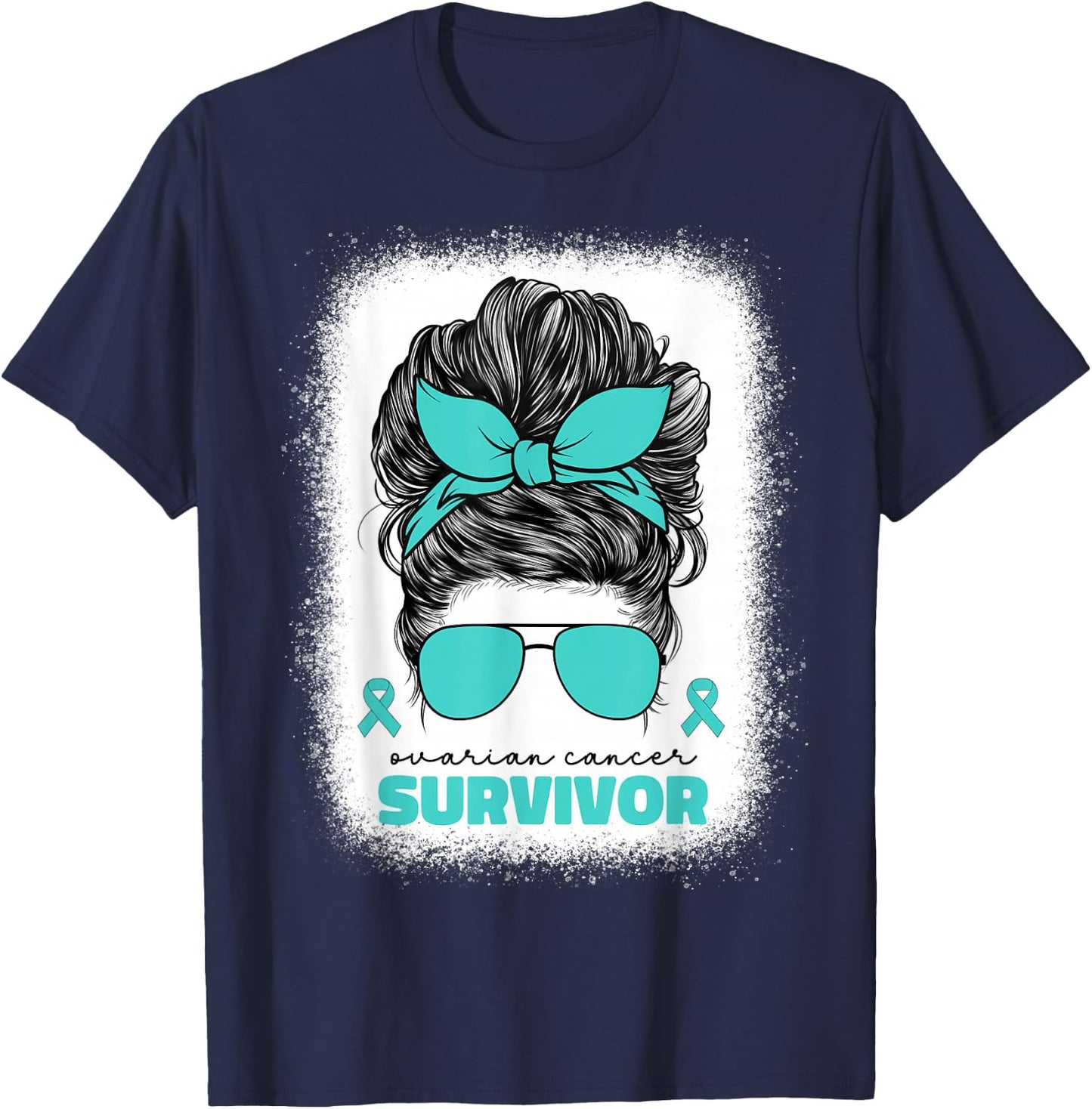 Ovarian Cancer Teal Ribbon Ovarian Cancer Survivor T-Shirt - T-Shirt | Navy