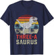 Three a Saurus Birthday T Rex 3 Year Old Dino 3rd Dinosaur T-Shirt - T-Shirt | Navy