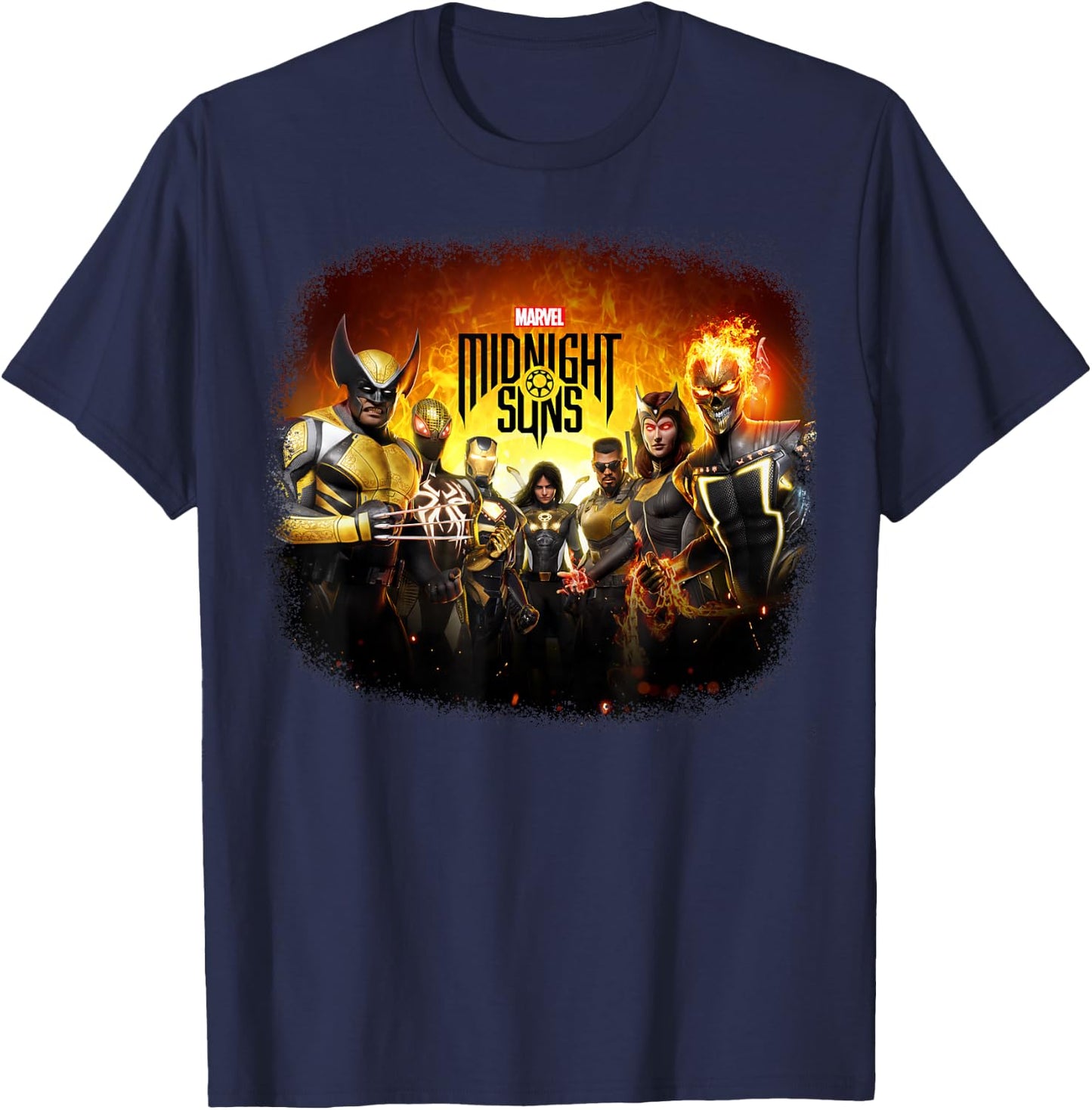 Marvel Midnight Suns Wolverine Iron Man Spider-Man Blade T-Shirt - T-Shirt | Navy