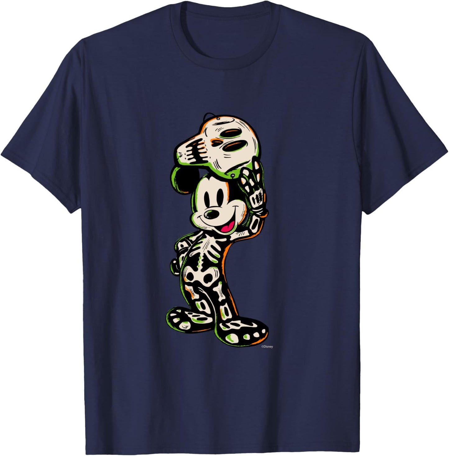 Disney 100 Mickey Mouse Halloween Classic Skeleton Costume T-Shirt - T-Shirt | Navy