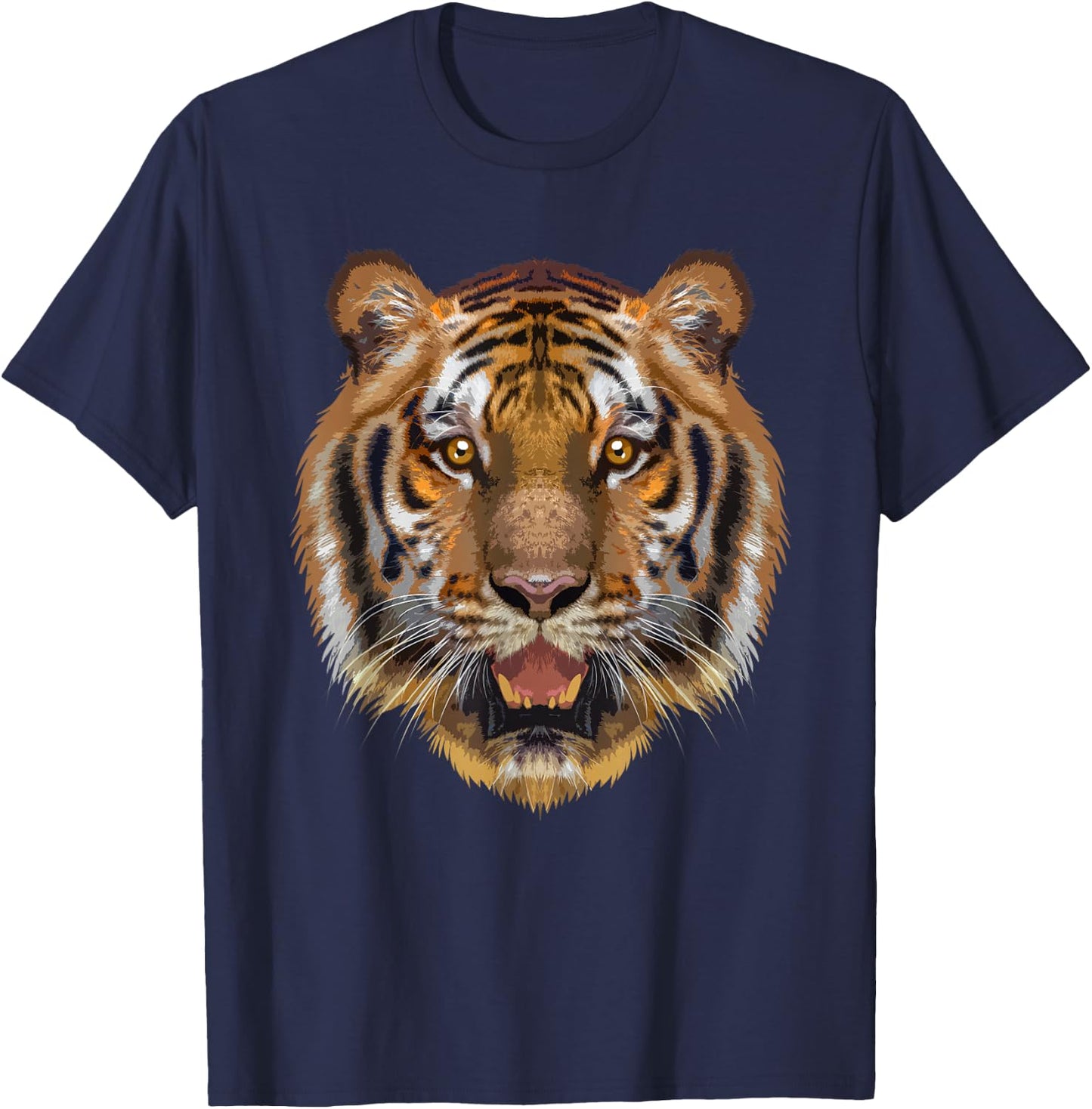 Cool Tiger Women Animal Face Cat Print Bengal Tigers T-Shirt - T-Shirt | Navy