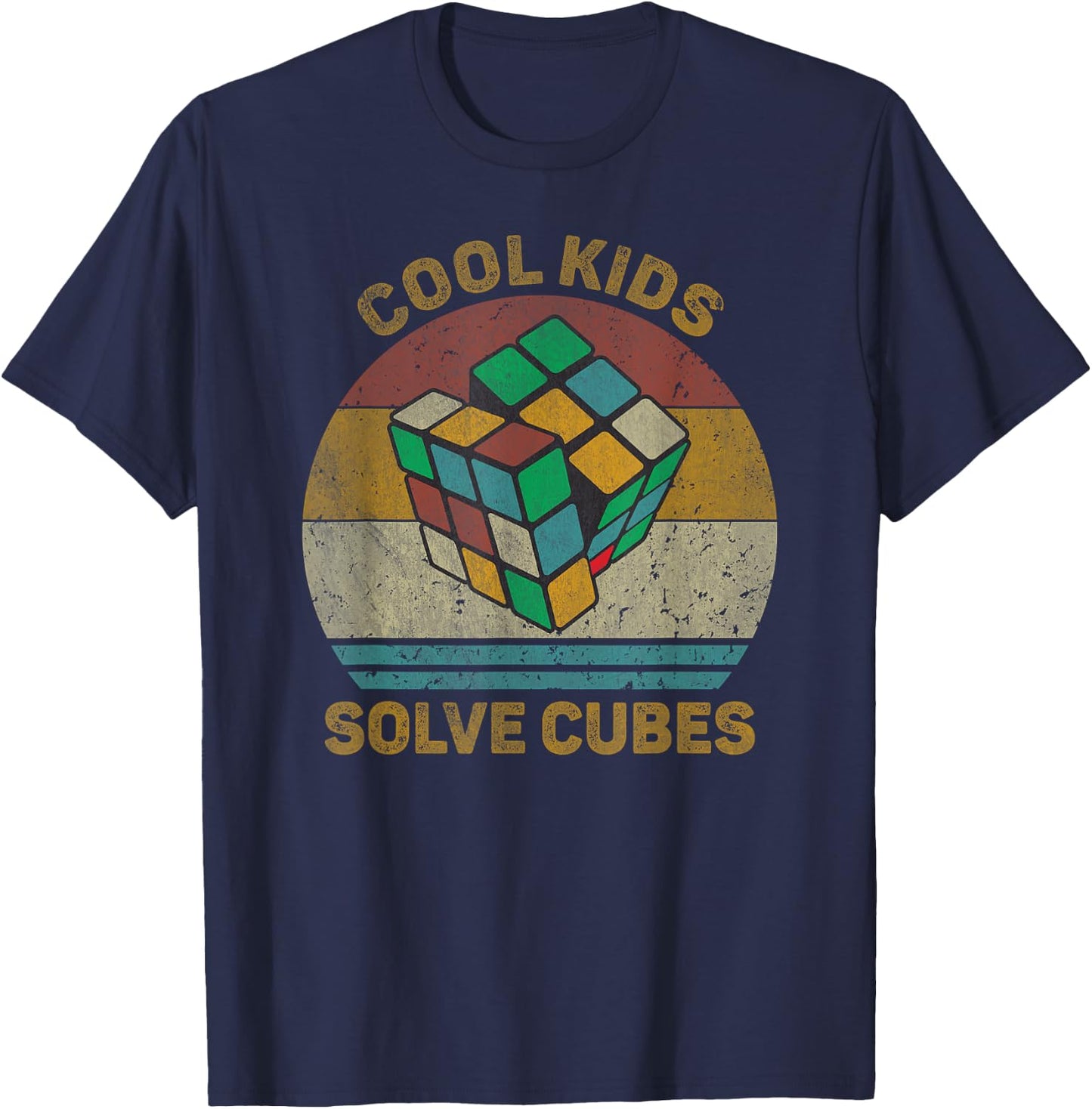 Cool Kids Solve Cubes Vintage Math Speedcubing Lovers T-Shirt - T-Shirt | Navy
