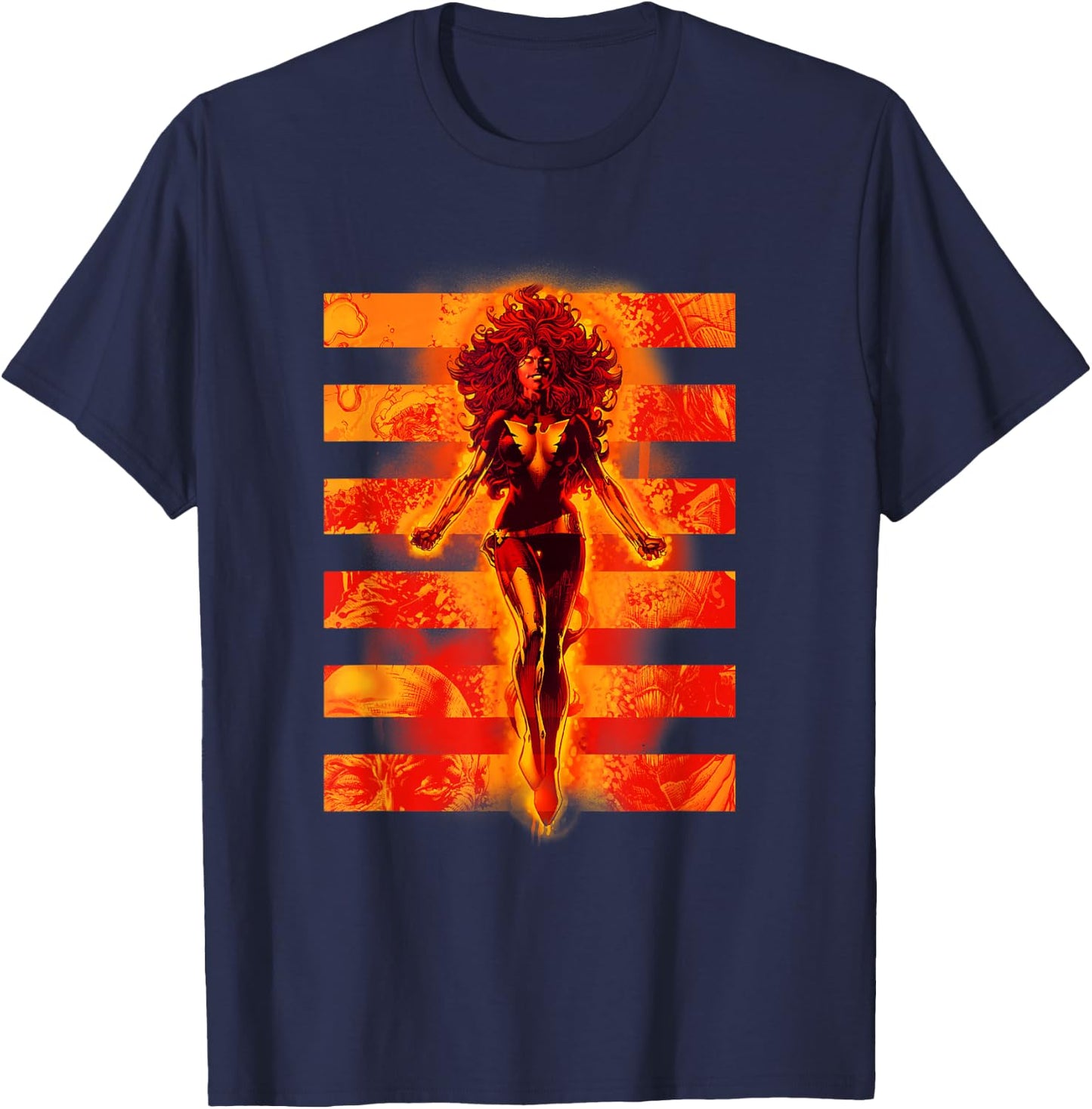 Marvel X-Men Dark Phoenix Epic Flight Retro Comic Panels T-Shirt - T-Shirt | Navy