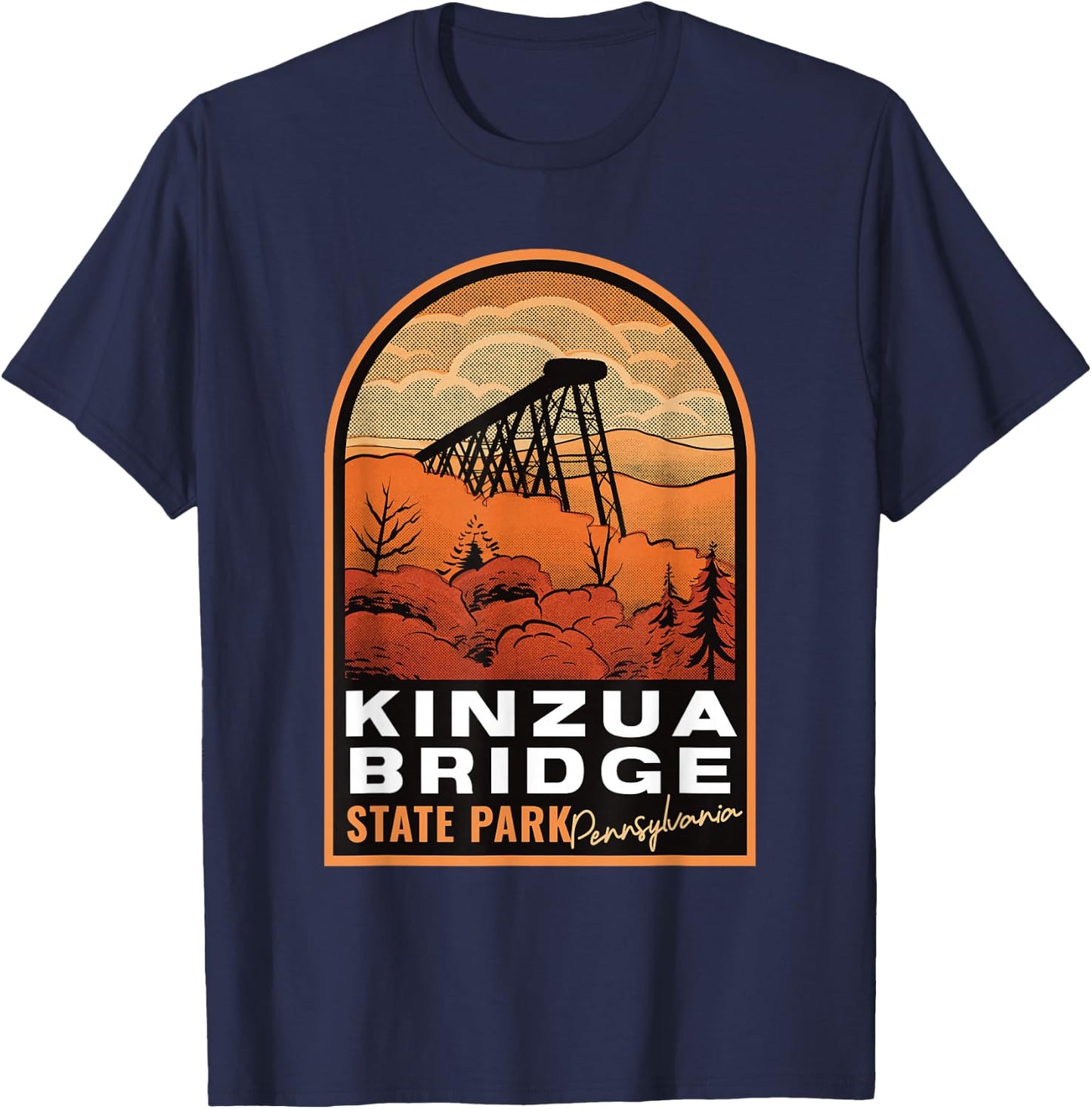 Kinzua Bridge State Park PA Vintage T-Shirt - T-Shirt | Navy