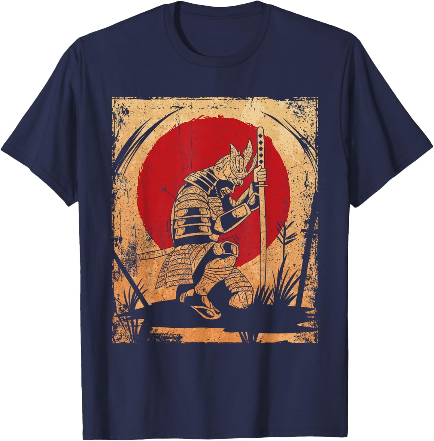 Samurai Japanese Art Vintage Fighter Retro T-Shirt - T-Shirt | Navy