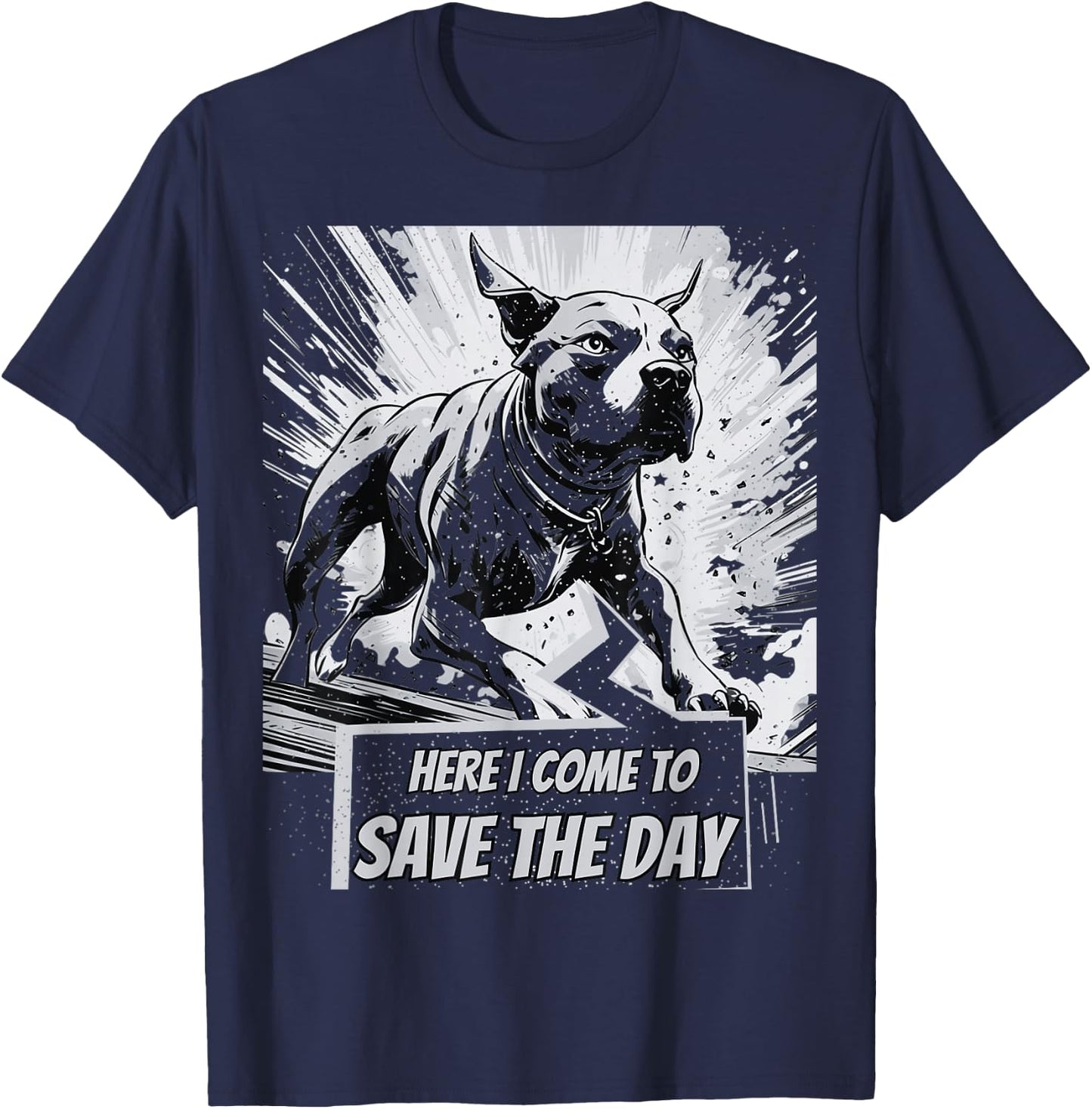 Pitbull Pit bull comics style T-Shirt - T-Shirt | Navy
