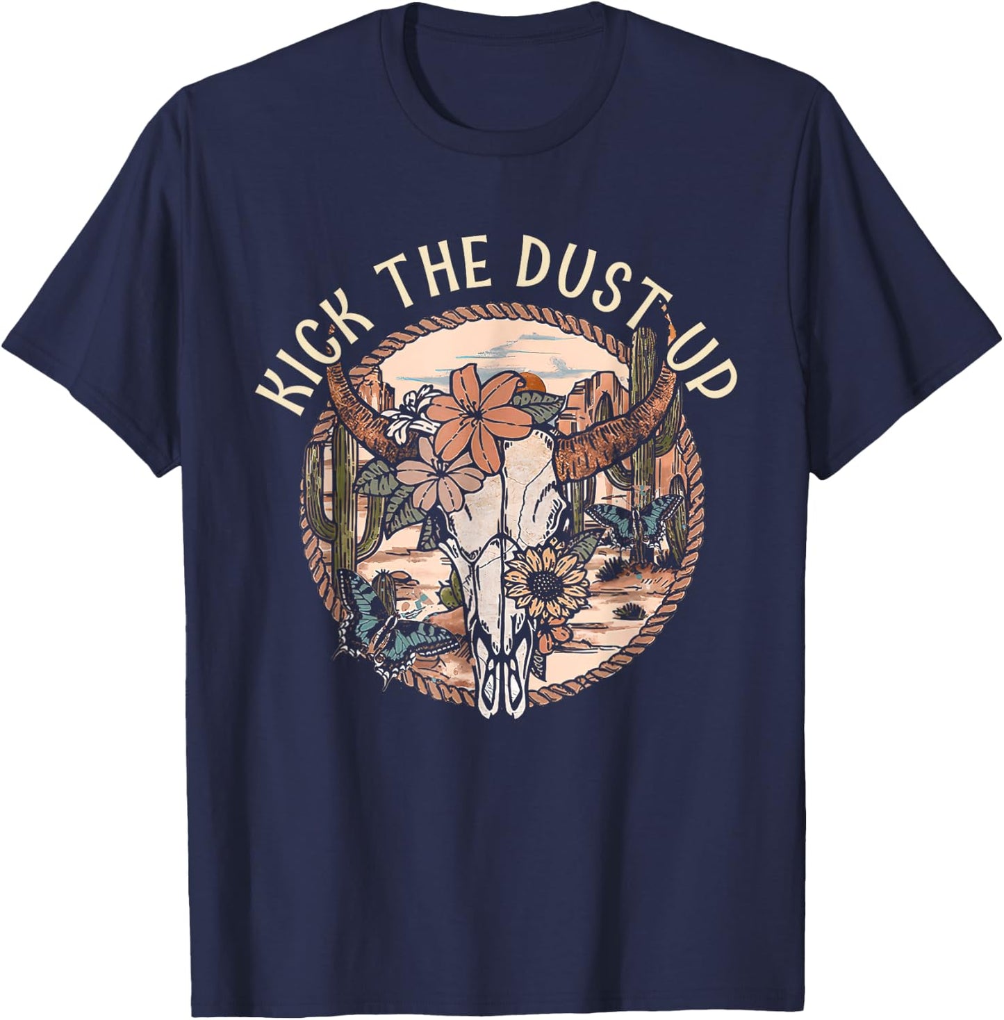 Kick The Country Music Dusts Up Classic Cactus T-Shirt - T-Shirt | Navy