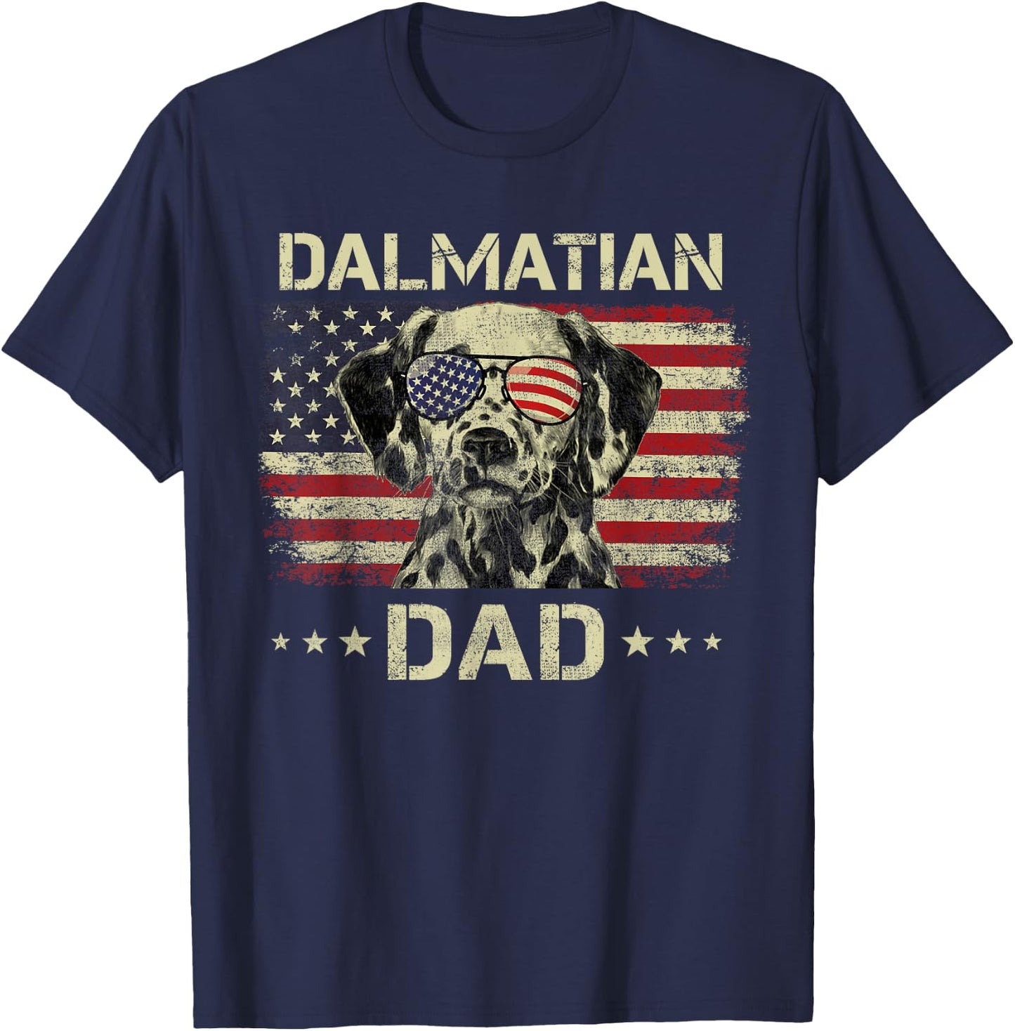 Dalmatian Dad Dog Lovers American Flag 4th Of July Men T-Shirt - T-Shirt | Navy