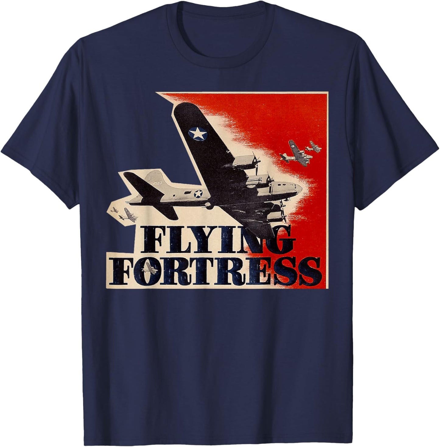Vintage WWII B-17 USA Warplane B17 Flying Fortress T-Shirt - T-Shirt | Navy