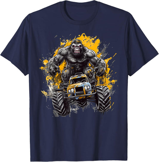 Sasquatch Riding Monster Truck Bigfoot for Boys Toddlers T-Shirt - T-Shirt | Navy