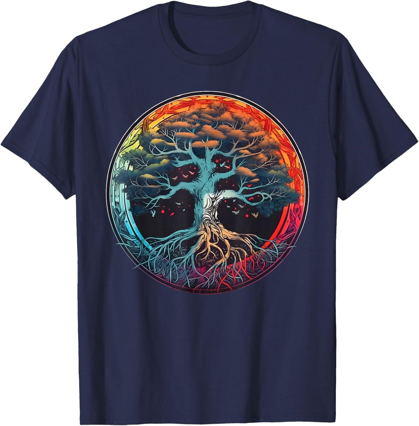 Tree of Life Rainbow Yggdrasil T-Shirt - T-Shirt | Navy