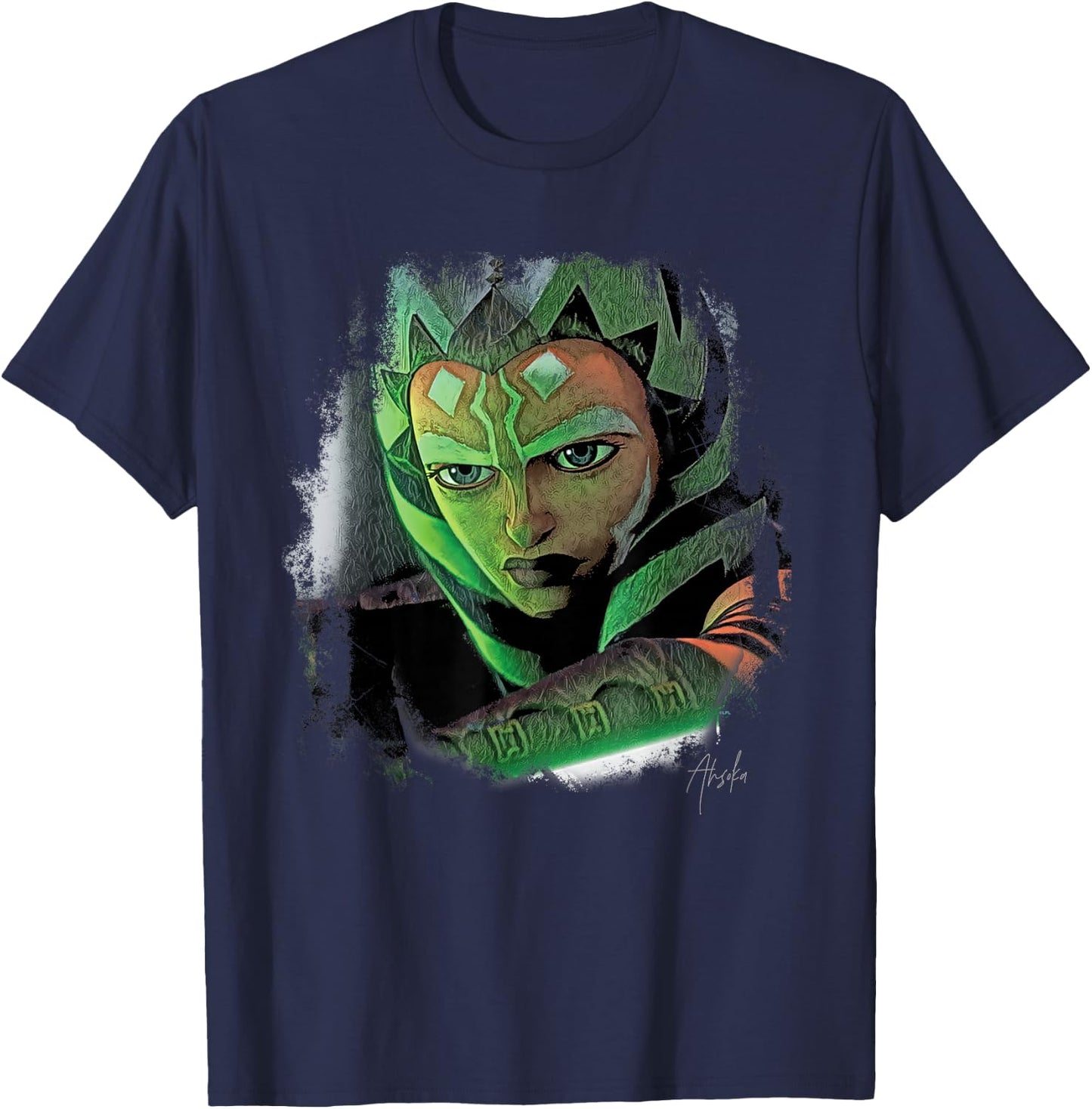 Star Wars Ahsoka Tano Tales of the Jedi Lightsaber Glow T-Shirt - T-Shirt | Navy