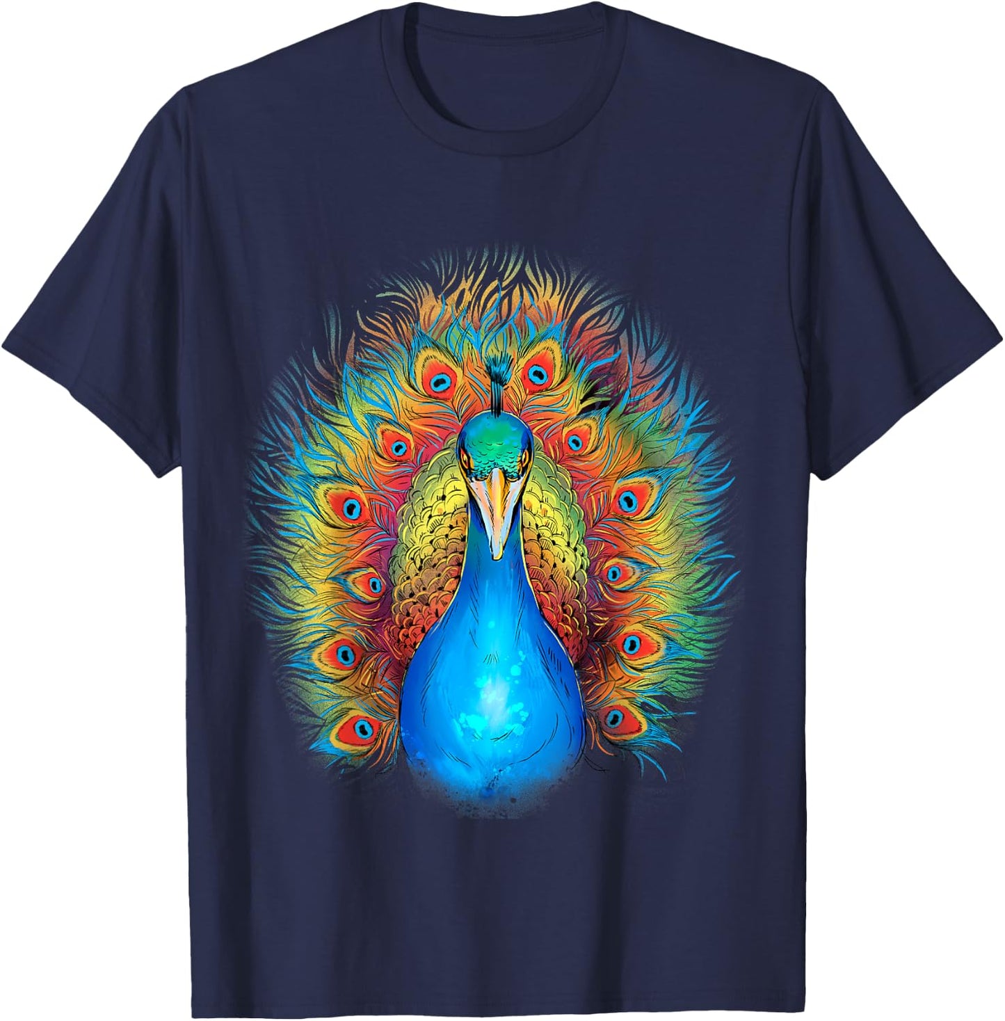 Peacock Bird Colourful Animal Peacock T-Shirt - T-Shirt | Navy