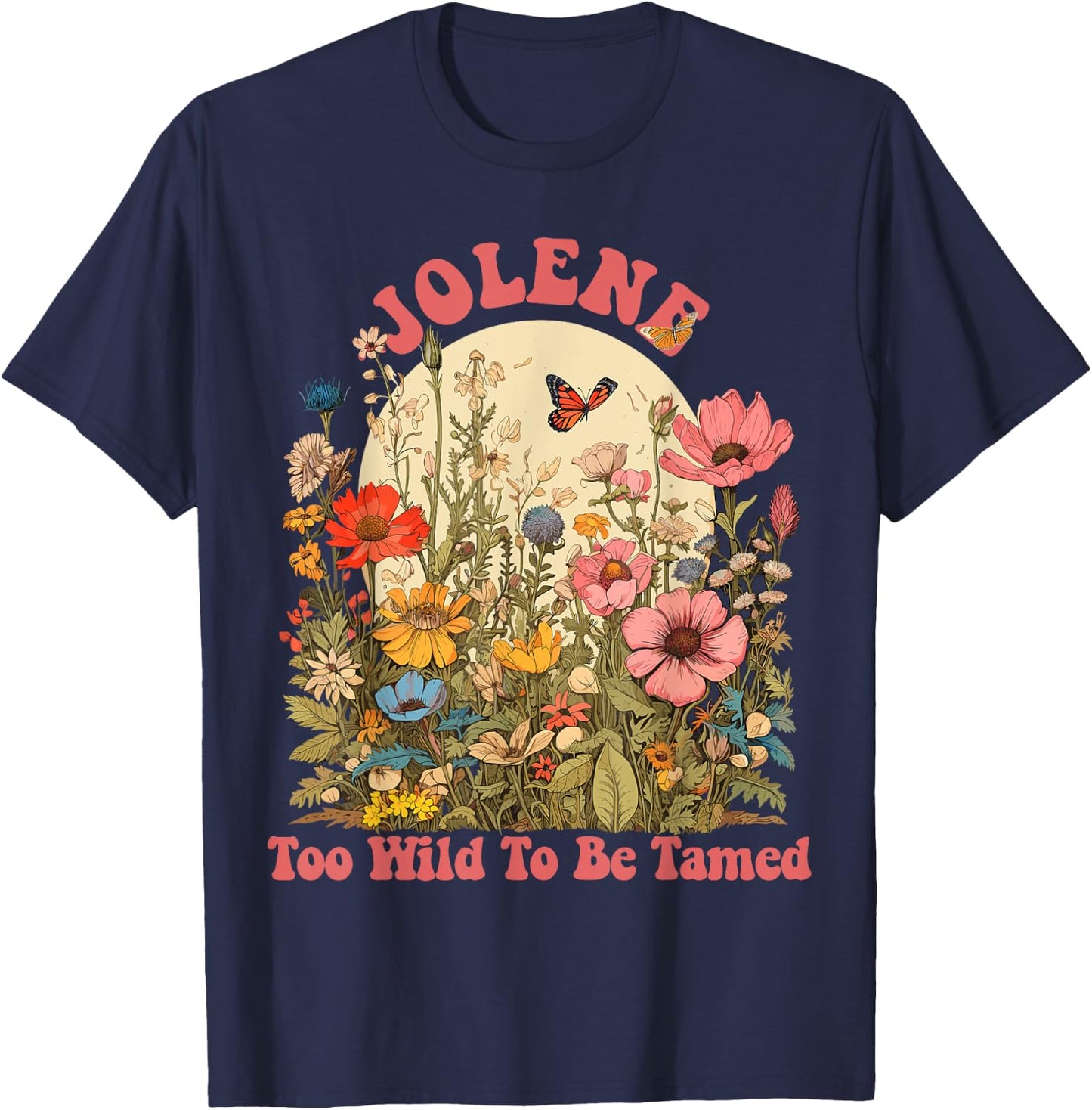 JOLENE Name Cute Retro Girls Wildflower JOLENE Name T-Shirt - T-Shirt | Navy