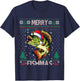Merry Fishmas Bass Fish Fishing Christmas Ugly Sweater Xmas T-Shirt - T-Shirt | Navy