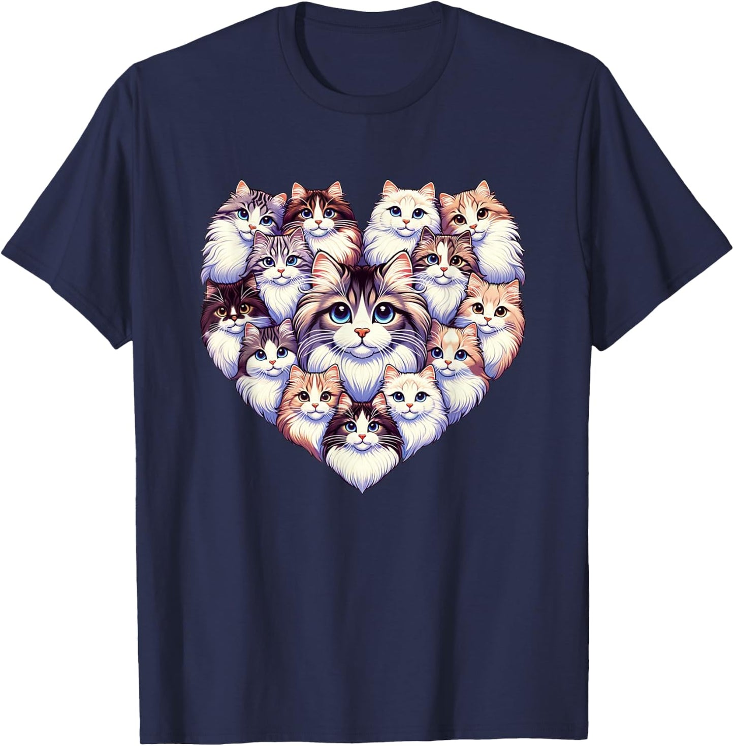 Siberian Forest Cat Moscow Longhairs T-Shirt - T-Shirt | Navy