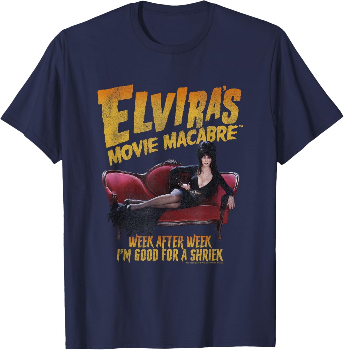 Elvira, Mistress of the Dark Movie Macabre Shriek Poster T-Shirt - T-Shirt | Navy