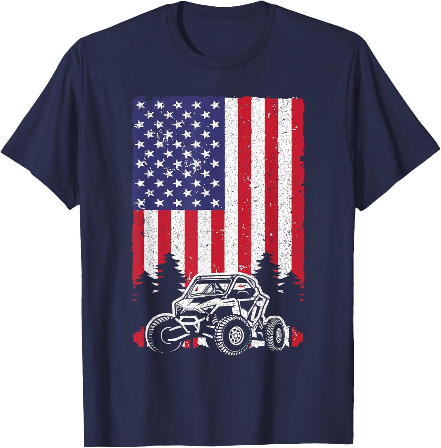 SxS Women Offroad Mud Riding 4th of July US Flag T-Shirt - T-Shirt | Navy
