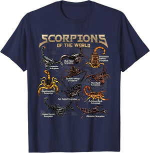 Scorpions Animals of The World Sting Educational Arachnology T-Shirt - T-Shirt | Navy