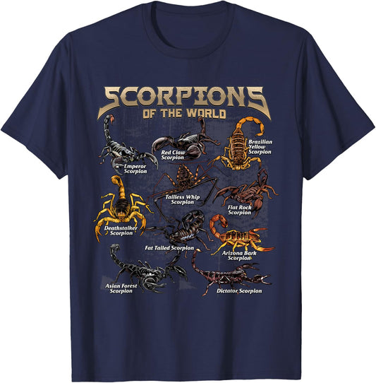 Scorpions Animals of The World Sting Educational Arachnology T-Shirt - T-Shirt | Navy