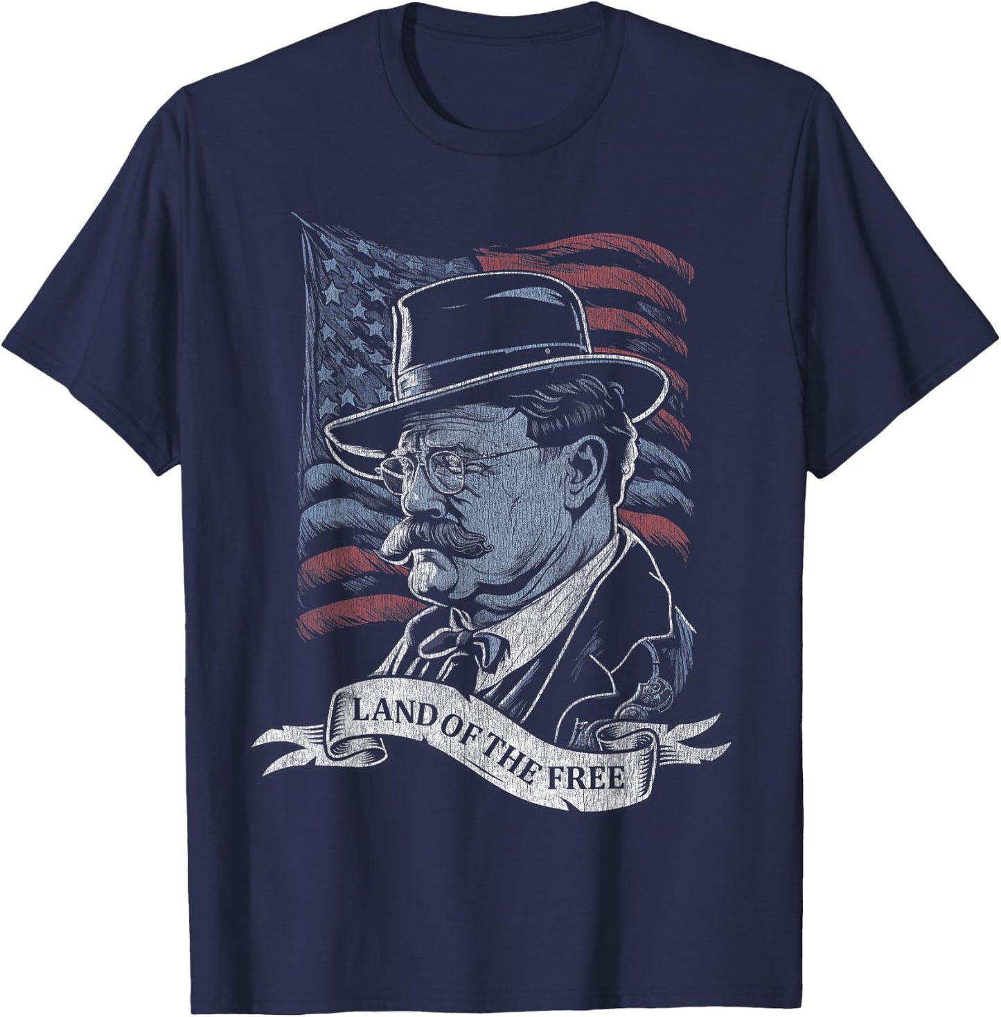 Teddy Roosevelt 4th of July American Flag Patriotic America T-Shirt - T-Shirt | Navy