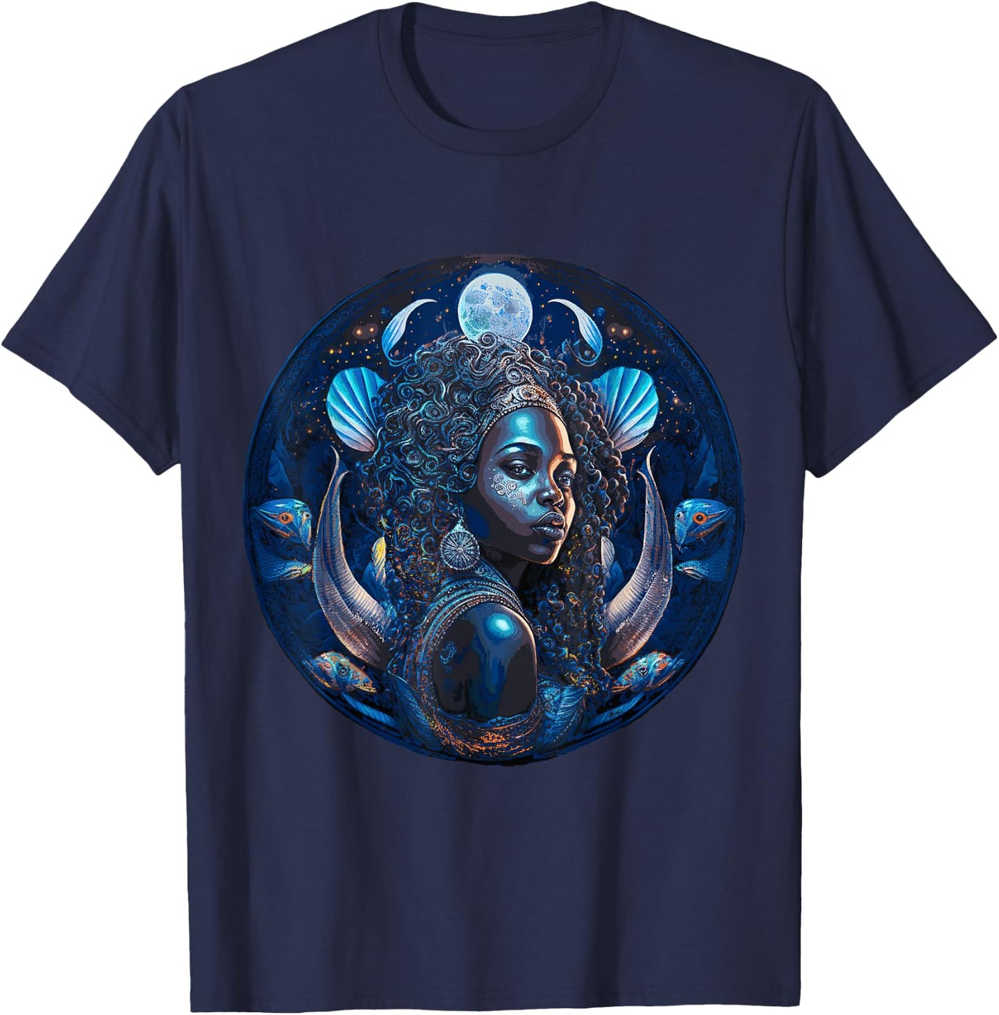 Yemoja of the Sea - Yoruba Orisha T-Shirt - T-Shirt | Navy