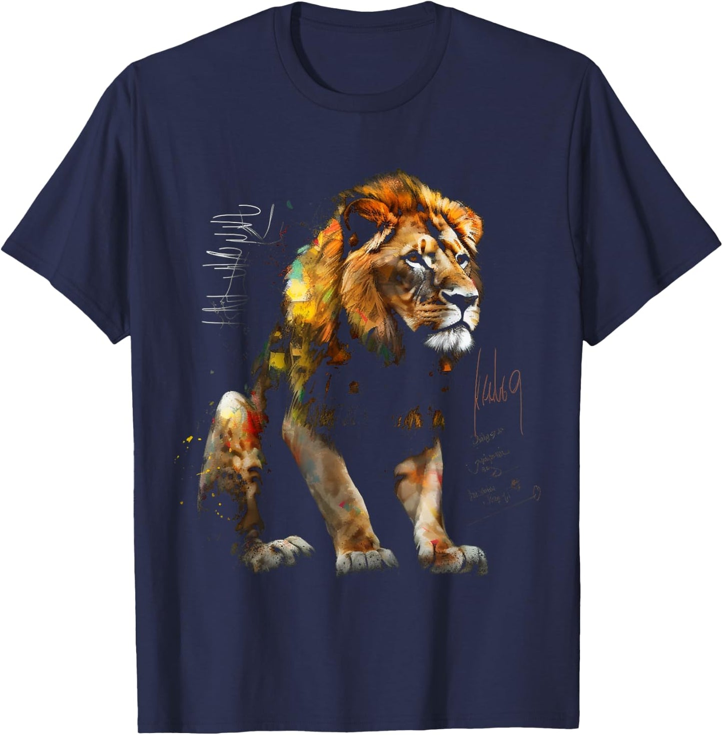 Lion Art - Animal Lovers Motif Artwork Animal Lion T-Shirt - T-Shirt | Navy