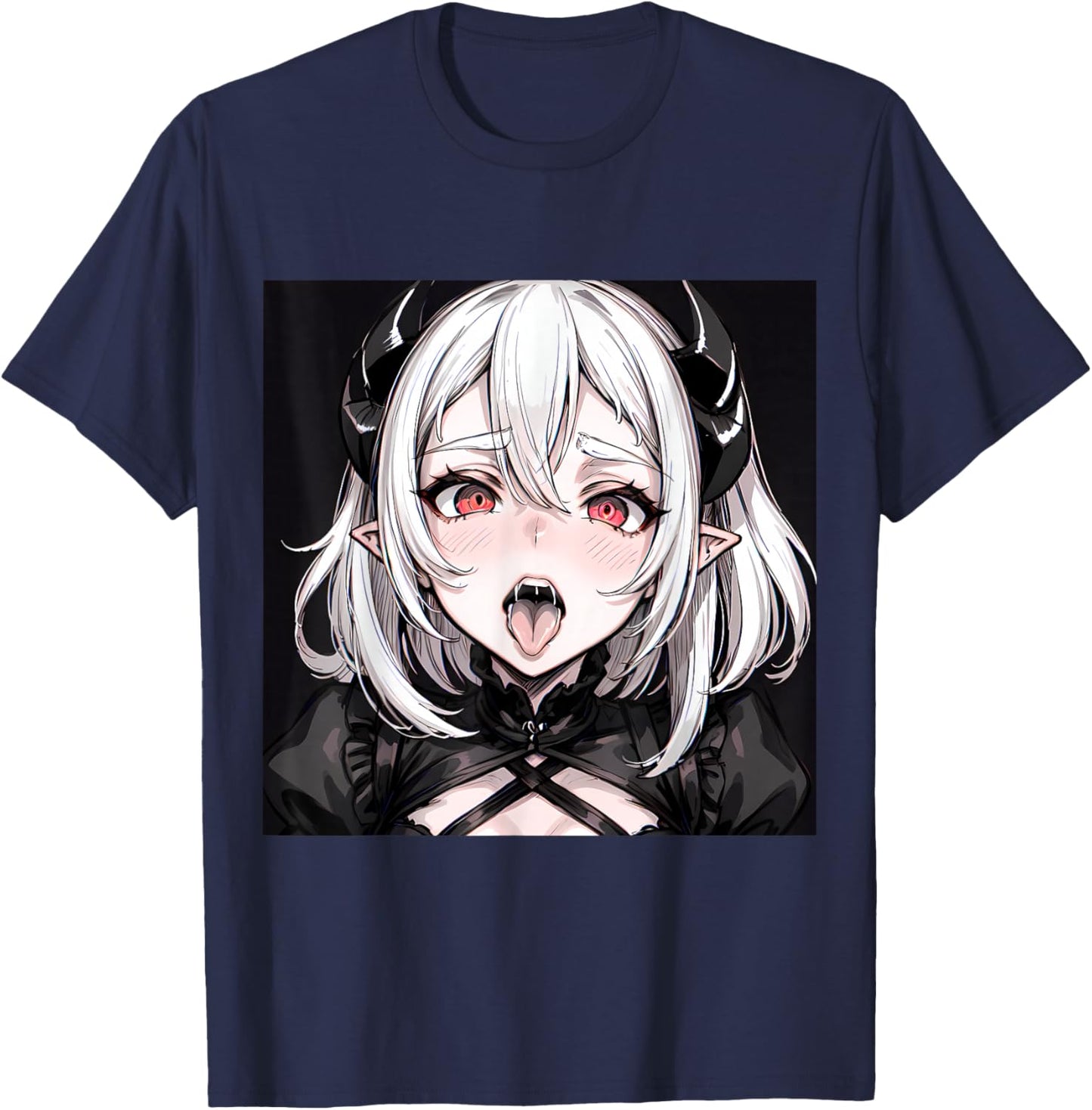 Lewd Anime Devil Girl Hentai Waifu T-Shirt - T-Shirt | Navy