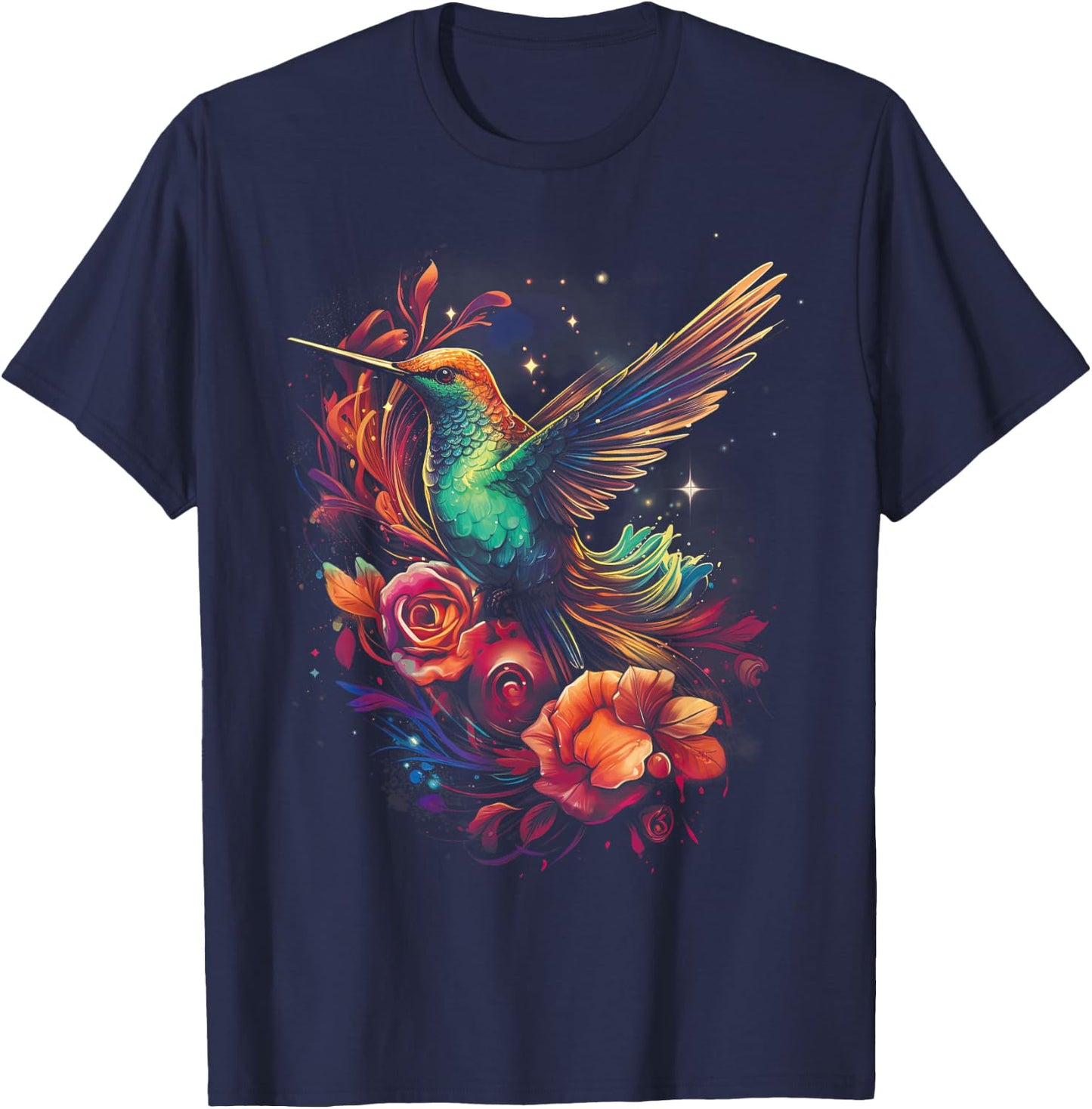 Hummingbird Flower Bird lover Animal T-Shirt - T-Shirt | Navy