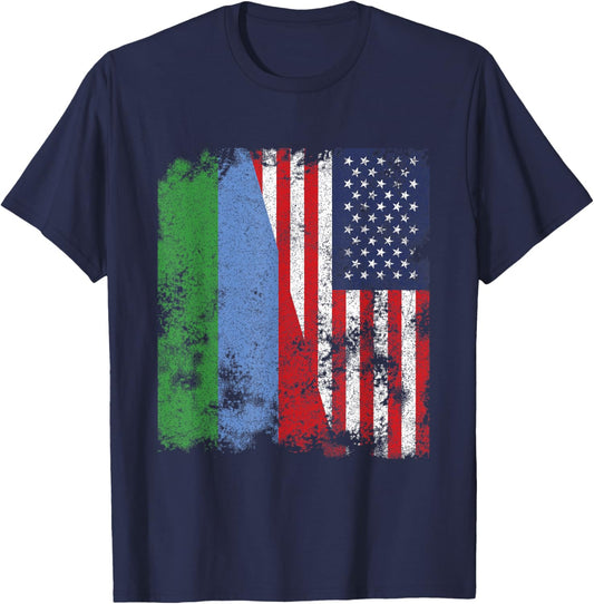 Dagestan USA Flag Distressed - Half American T-Shirt - T-Shirt | Navy