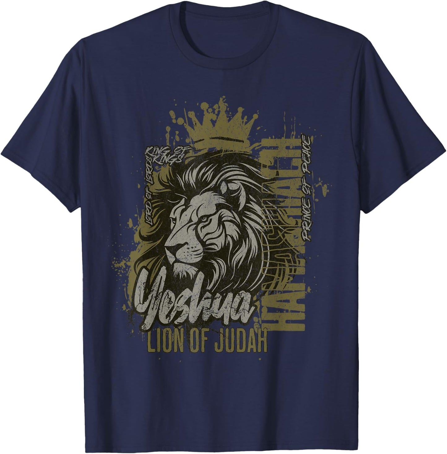 Yeshua Hamashiach Lion of Judah Messianic Hebrew Jesus T-Shirt - T-Shirt | Navy