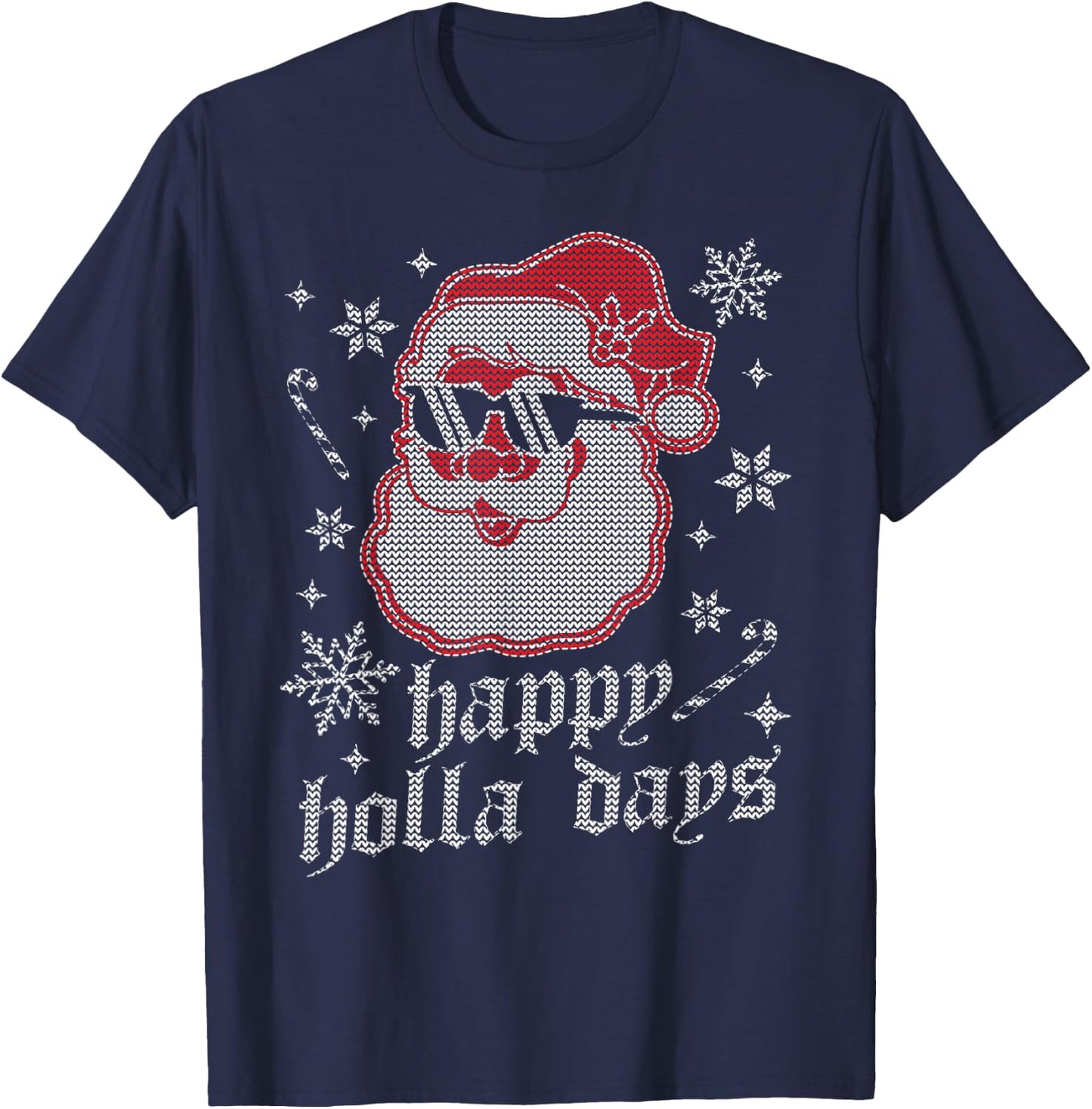 Happy Holla Days - Christmas Santa Claus - Ugly Christmas T-Shirt - T-Shirt | Navy
