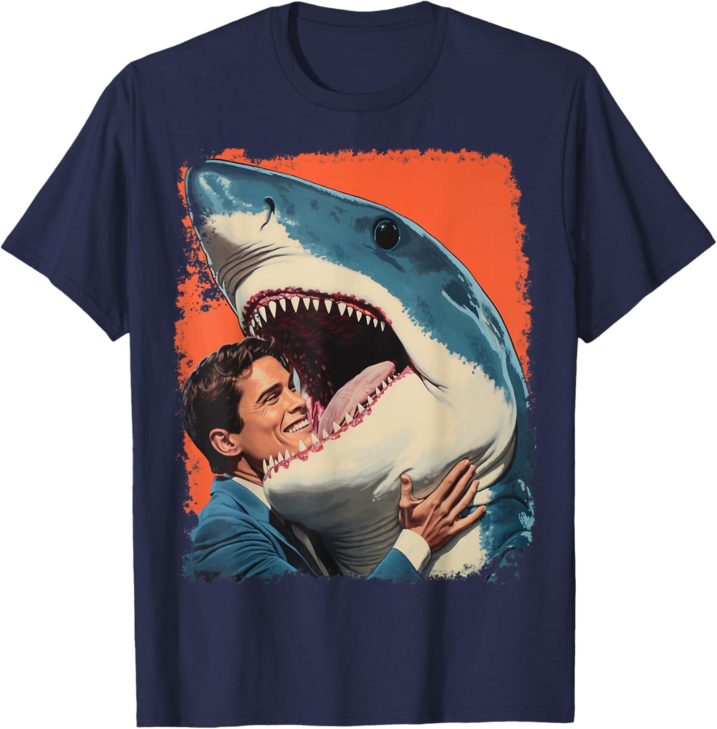 Pop Art Weird Funny Shark Meme T-Shirt - T-Shirt | Navy