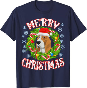 Basset Hound Santa Doggy Christmas Spirit Of Holiday T-Shirt - T-Shirt | Navy