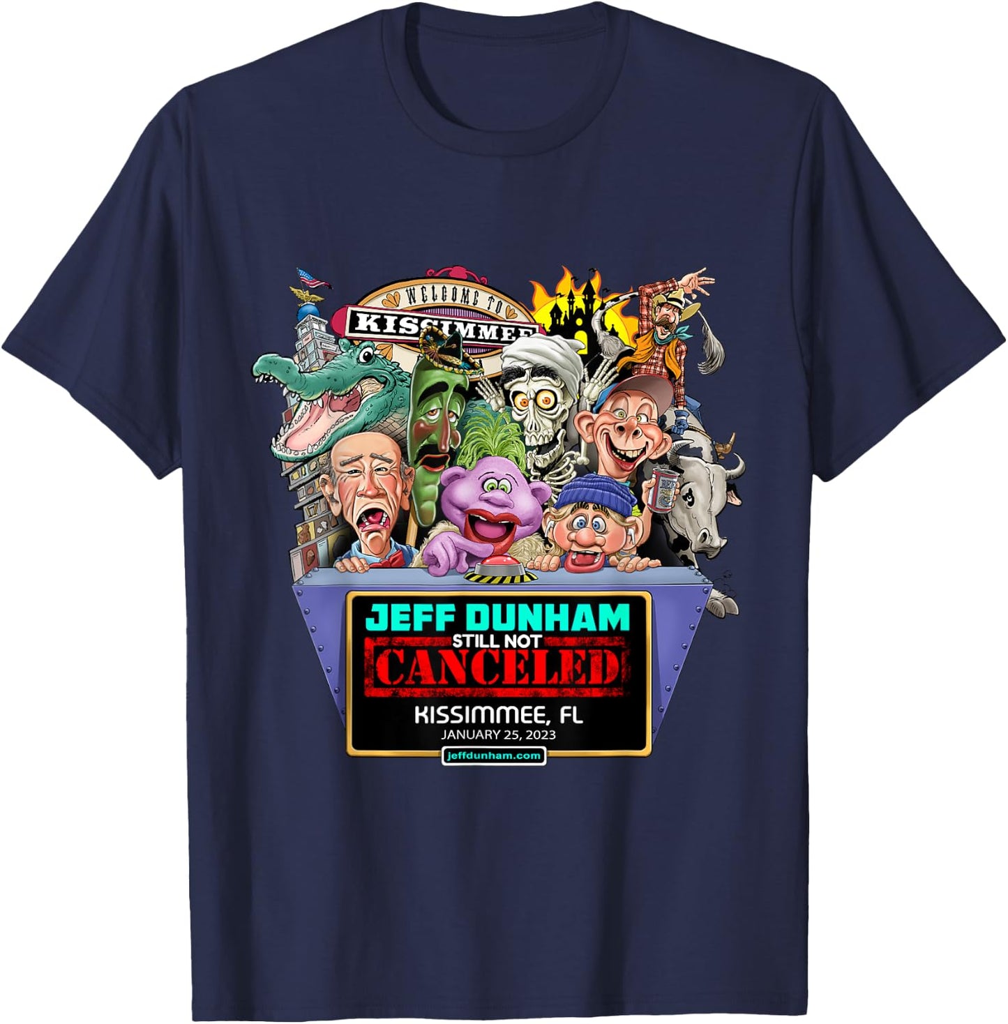 Jeff Dunham Kissimmee, FL (2023) T-Shirt - T-Shirt | Navy