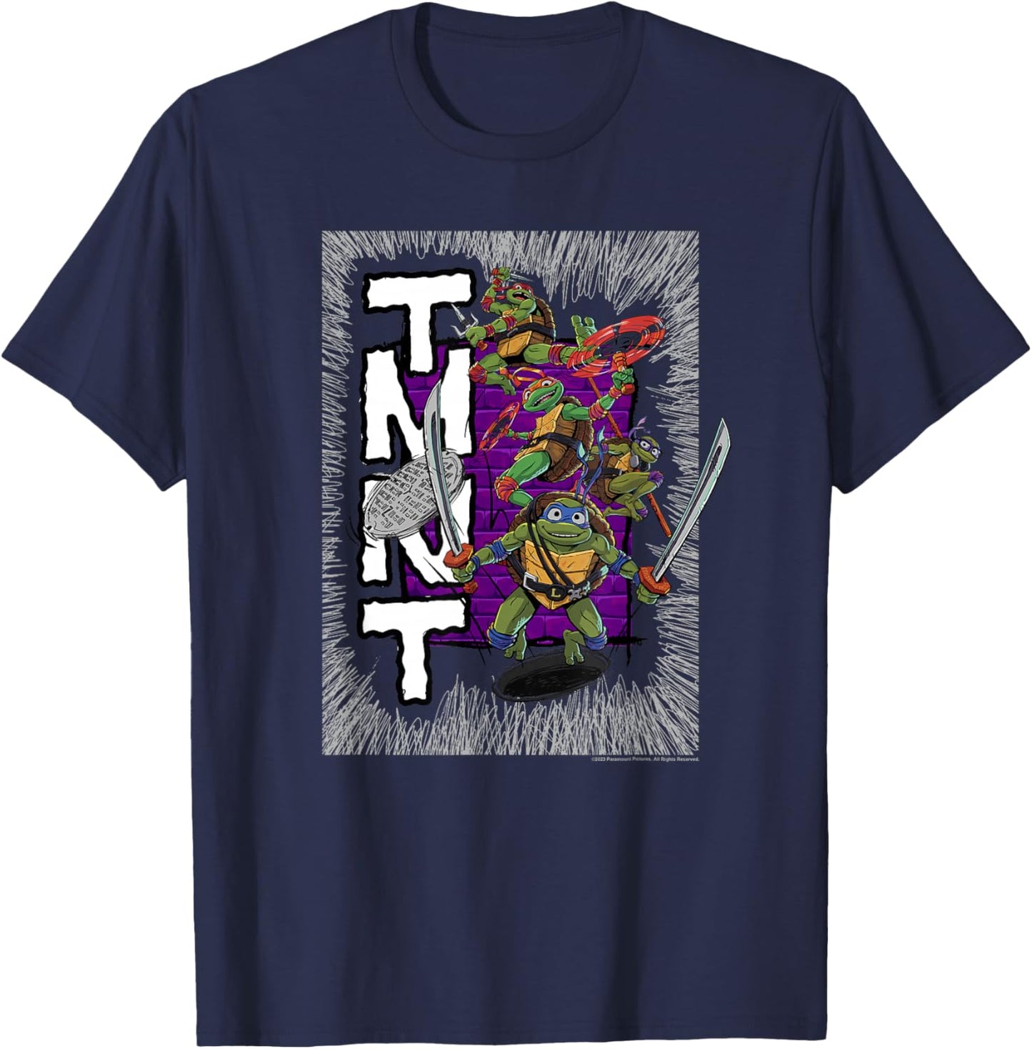 Teenage Mutant Ninja Turtles: Mutant Mayhem Retro Poster T-Shirt - T-Shirt | Navy