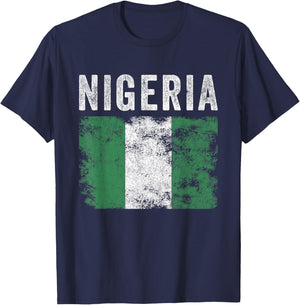 Nigeria Flag Distressed - Men Women Kids - Nigerian Flag T-Shirt - T-Shirt | Navy