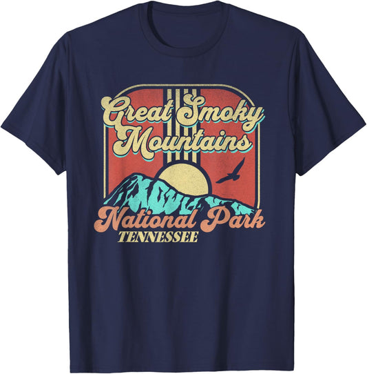 Smoky Mountains National Park Tennessee Hiking Outdoors T-Shirt - T-Shirt | Navy