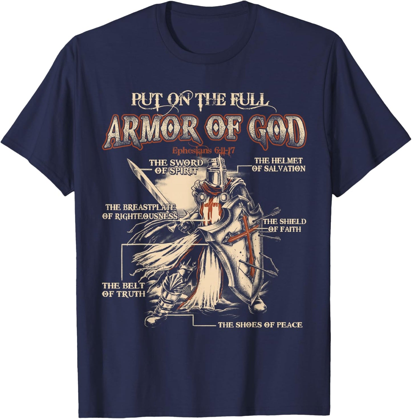 Put On The Full Armor Of God - Jesus T-Shirt - T-Shirt | Navy