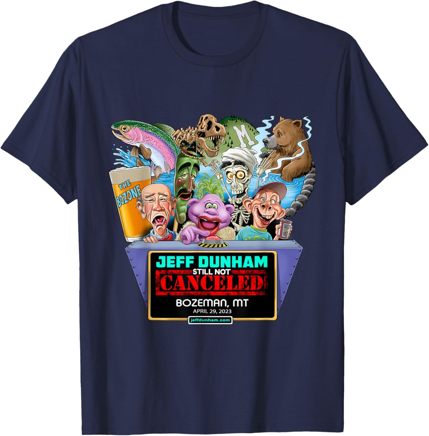 Jeff Dunham Bozeman, MT (2023) T-Shirt - T-Shirt | Navy