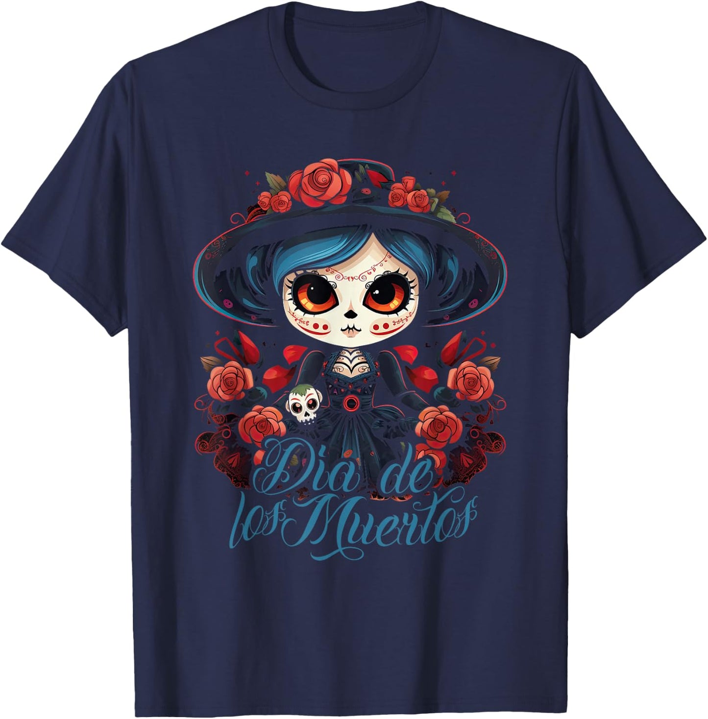 La Catrina Dress Stylish Day of the Dead Costume La Catrina T-Shirt - T-Shirt | Navy