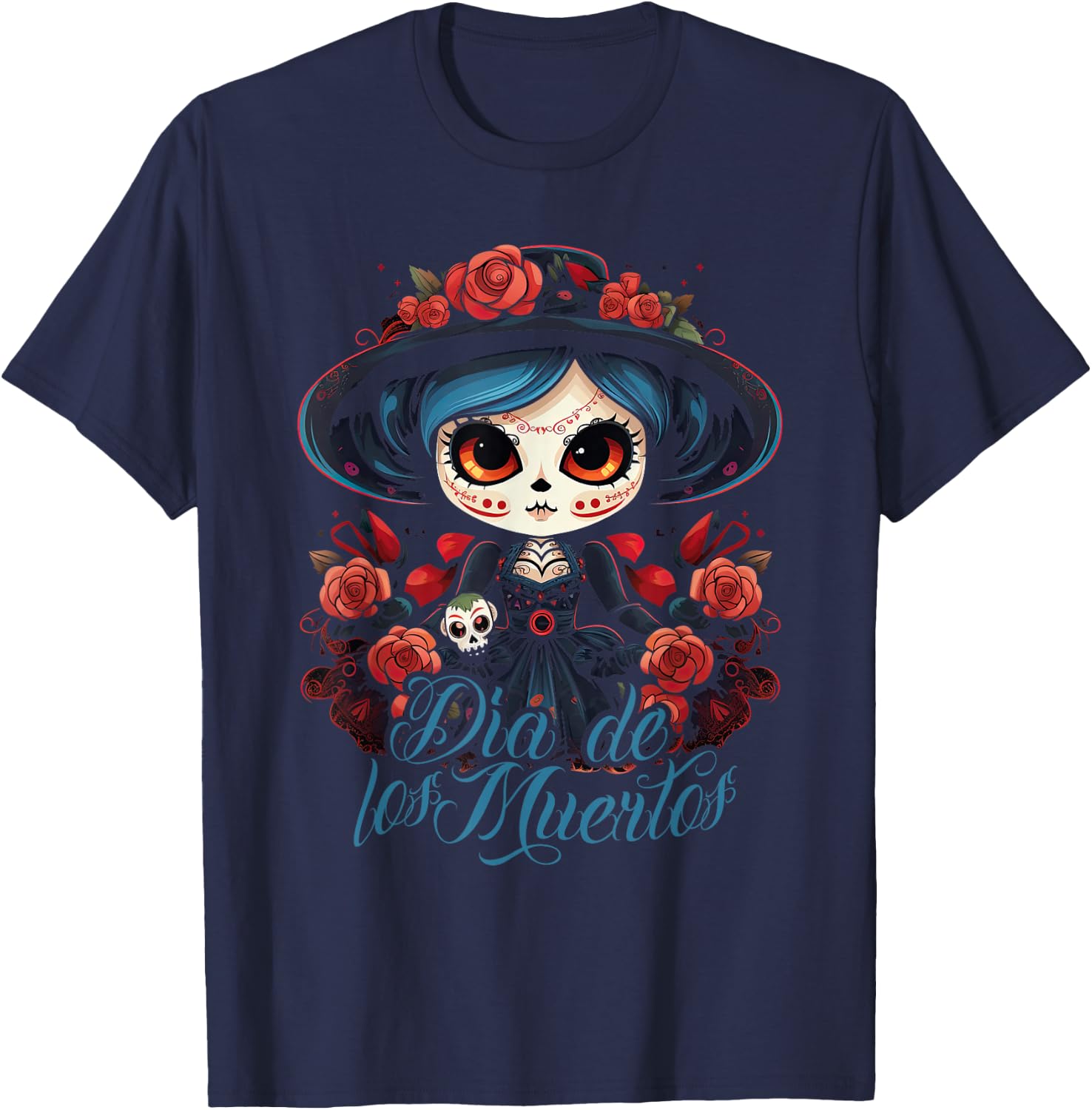 La Catrina Dress Stylish Day of the Dead Costume La Catrina T-Shirt - T-Shirt | Navy