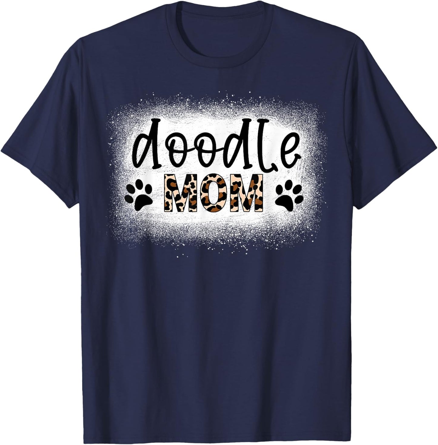 Vintage Doodle Mom Bleached Shirt Leopard Golden Doodle Mom T-Shirt - T-Shirt | Navy