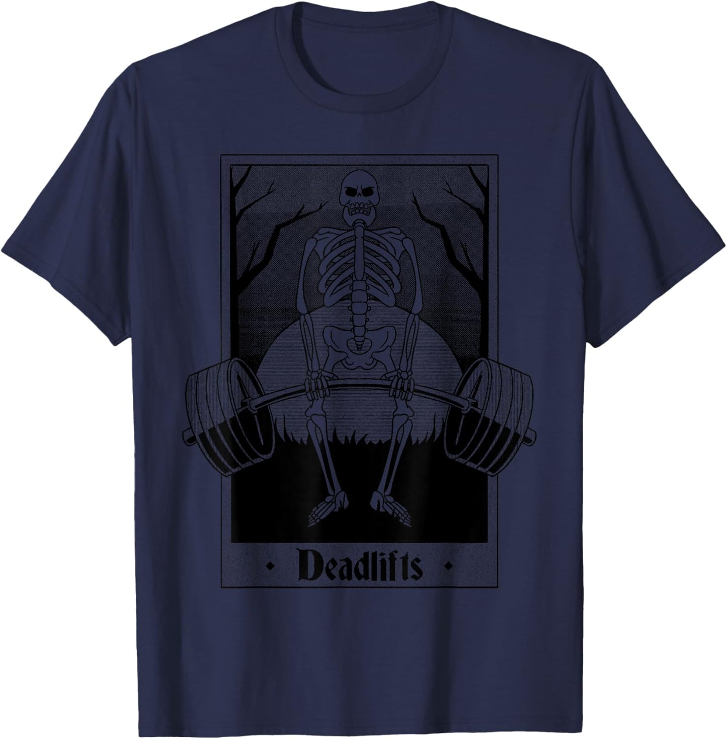 Tarot Card Funny Gym Deadlifts Workout Occult Weightlifting T-Shirt - T-Shirt | Navy