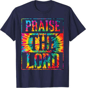 Praise The Lord Christian Faith Tie Dye Cute Christianity T-Shirt - T-Shirt | Navy