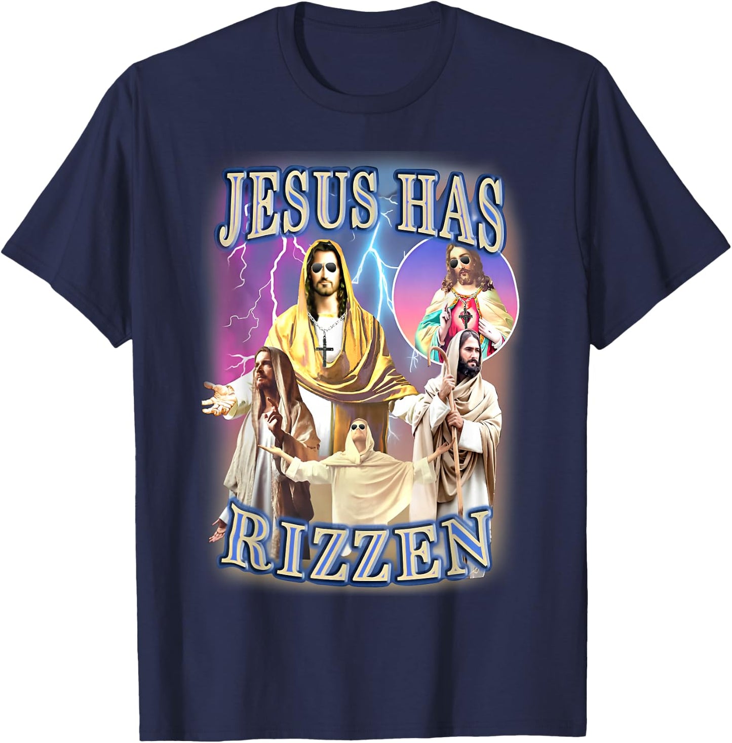 Jesus Has Rizzen T-Shirt - T-Shirt | Navy