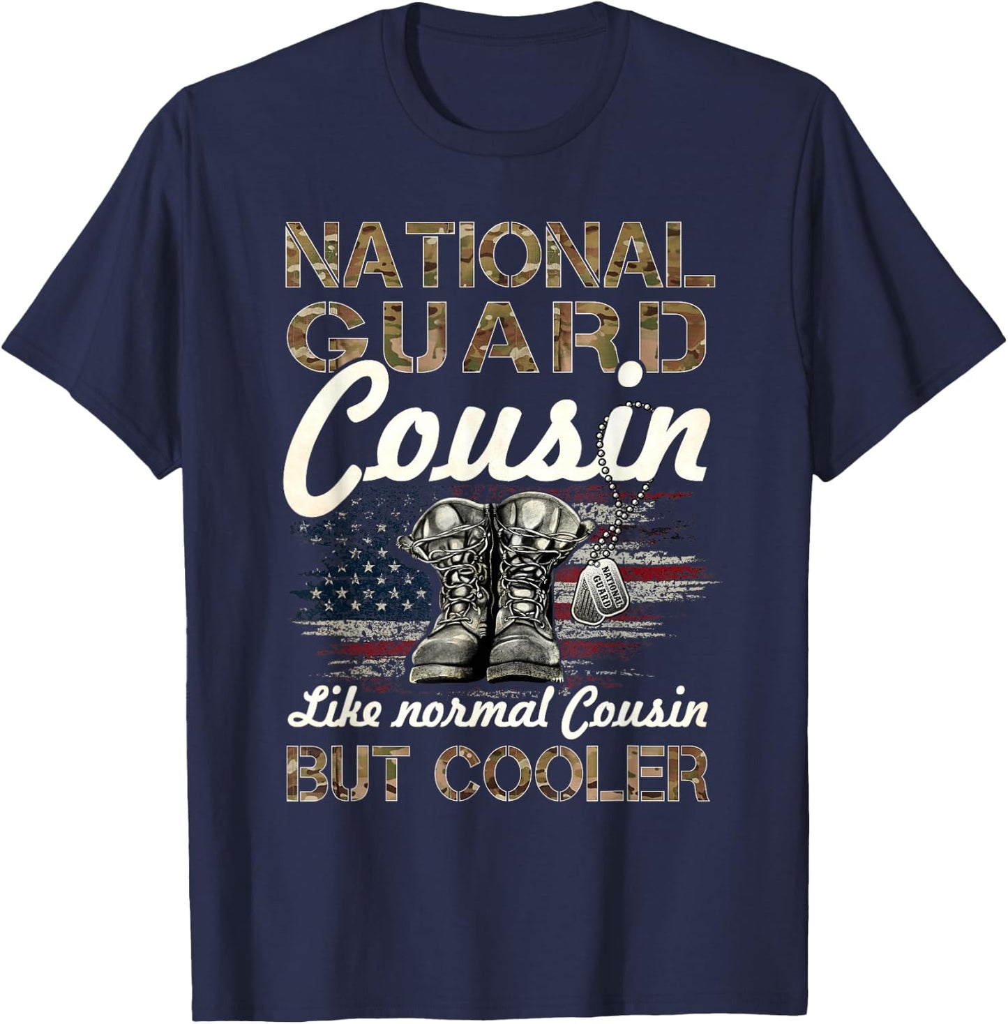 National Guard Cousin Proud Cousin Military Matching Gift T-Shirt - T-Shirt | Navy
