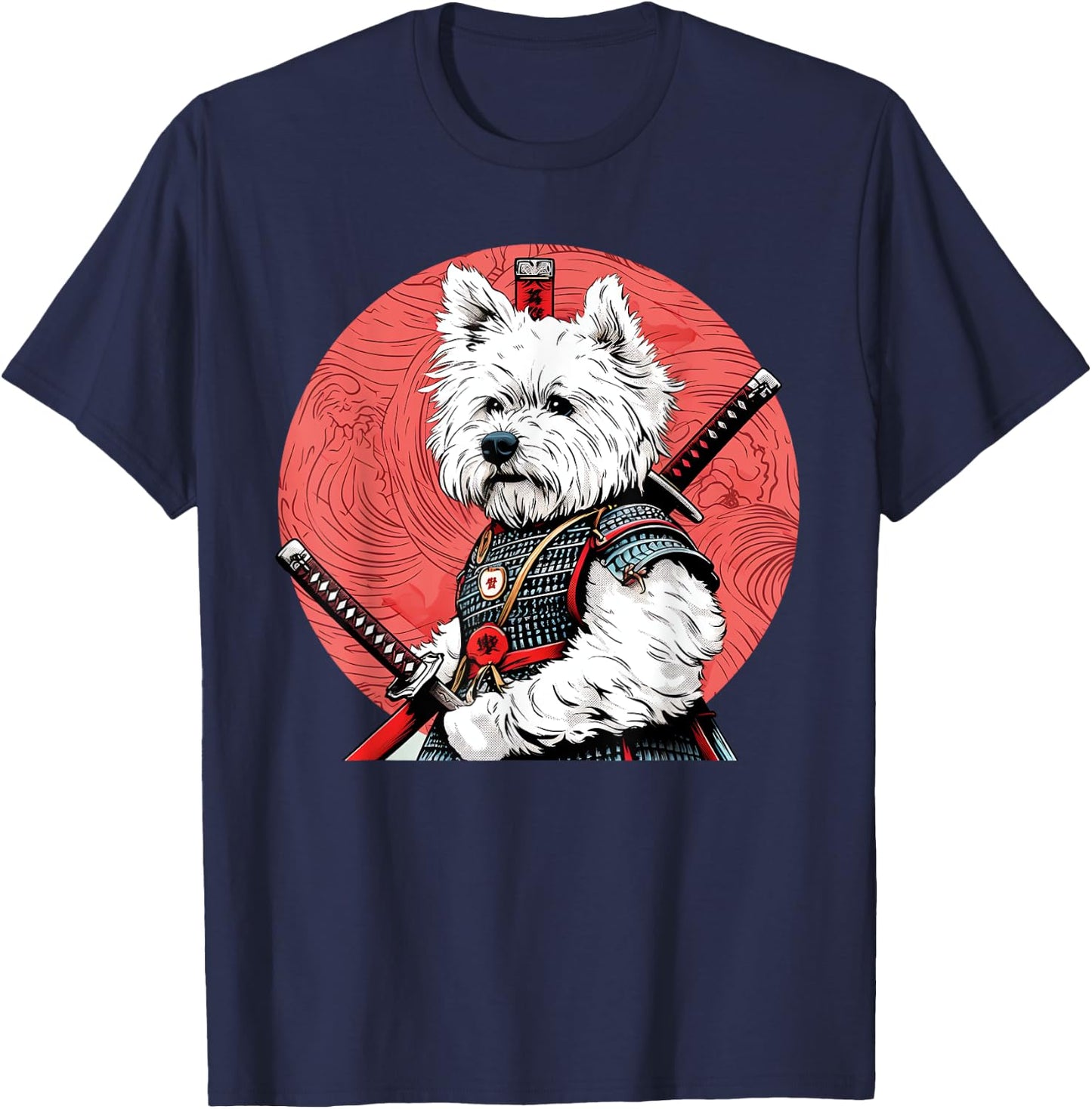 West Highland White Terrier Samurai Funny Dog Warrior Men Women Kids T-Shirt - T-Shirt | Navy