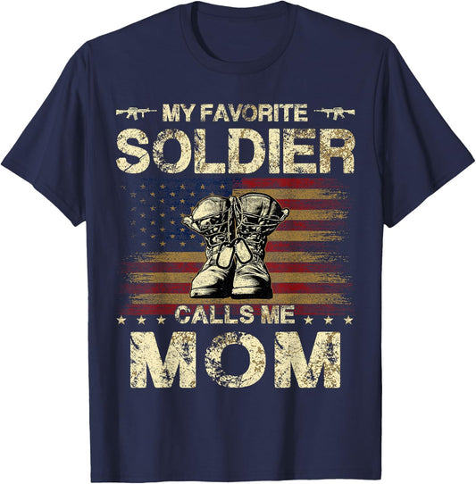 Army Family Matching Combat Boots Clothings Proud Army Mom T-Shirt - T-Shirt | Navy