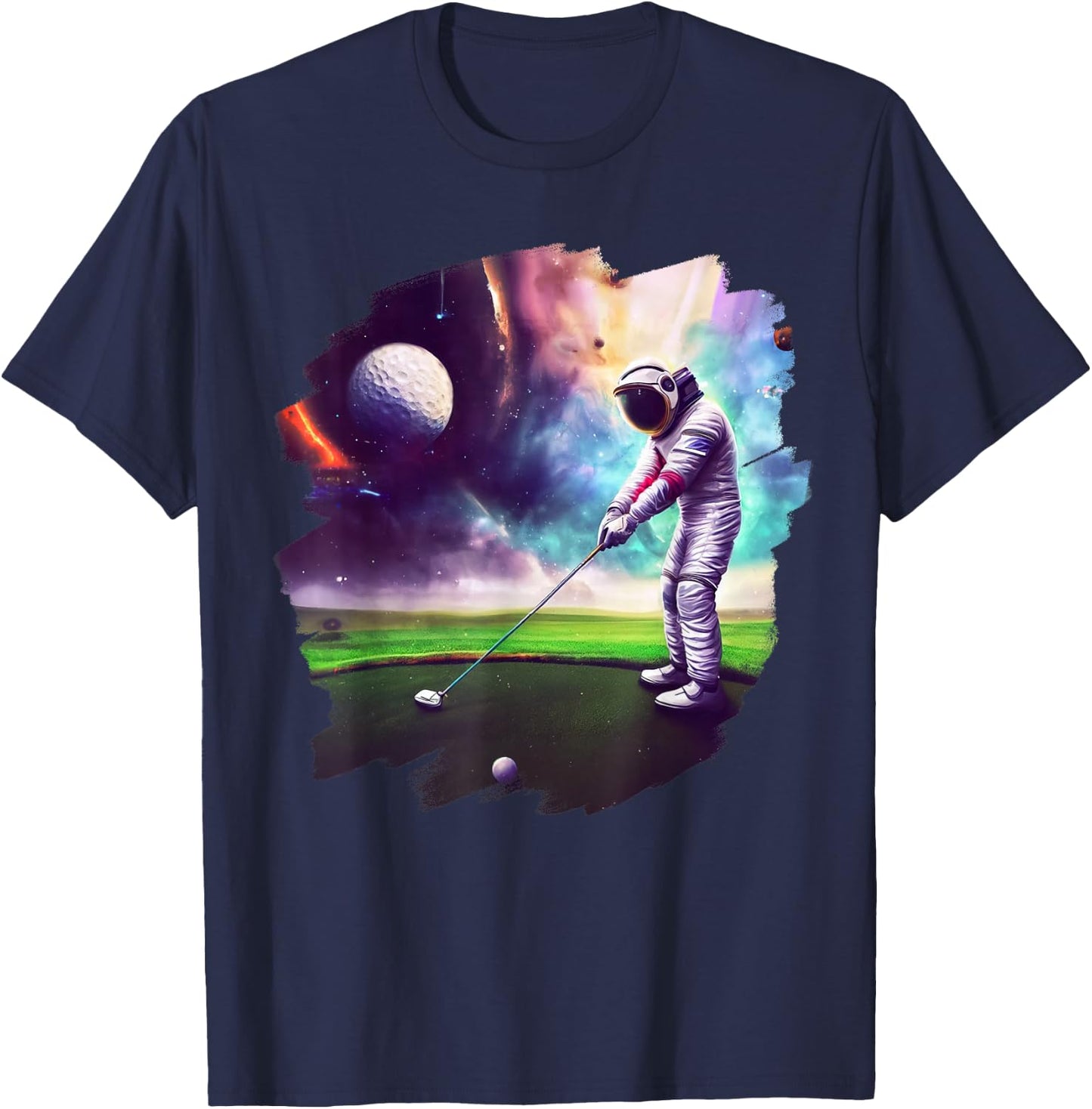 Astronaut Golfing Cool Funny Astronaut Golfer Golf Sports T-Shirt - T-Shirt | Navy